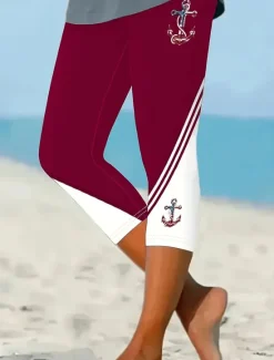 New Women's Leggings Vacation Vintage Fashion Capris High Waist Graphic Printing Soft Breathable Stretchy Formal Outdoor Vacation Black Red Blue Green Summer Spring Slim Fit Women Leggings