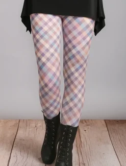 Sale Women's Leggings Vacation Vintage Ethnic Style Ankle-Length High Waist Graphic Plaid Checkered 3D Print Quick Dry Breathability Soft Stretchy Outdoor Home Causal Pink Red Blue Green Fall Slim Fit Women Women's Sweatpants & Joggers|Leggings