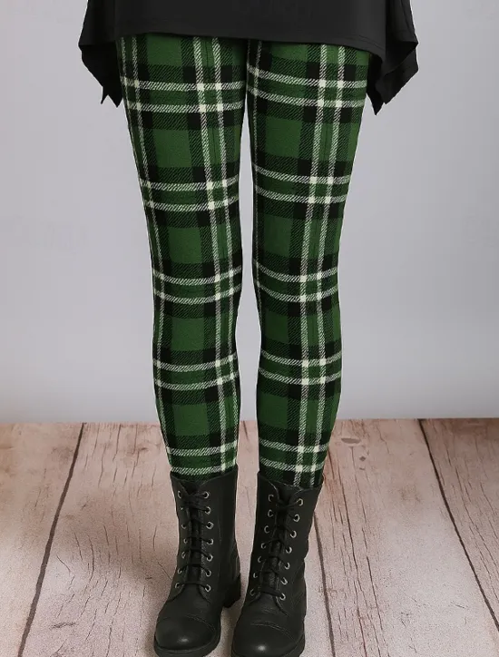 Sale Women's Leggings Vacation Vintage Ethnic Style Ankle-Length High Waist Graphic Plaid Checkered 3D Print Quick Dry Breathability Soft Stretchy Outdoor Home Causal Pink Red Blue Green Fall Slim Fit Women Women's Sweatpants & Joggers|Leggings