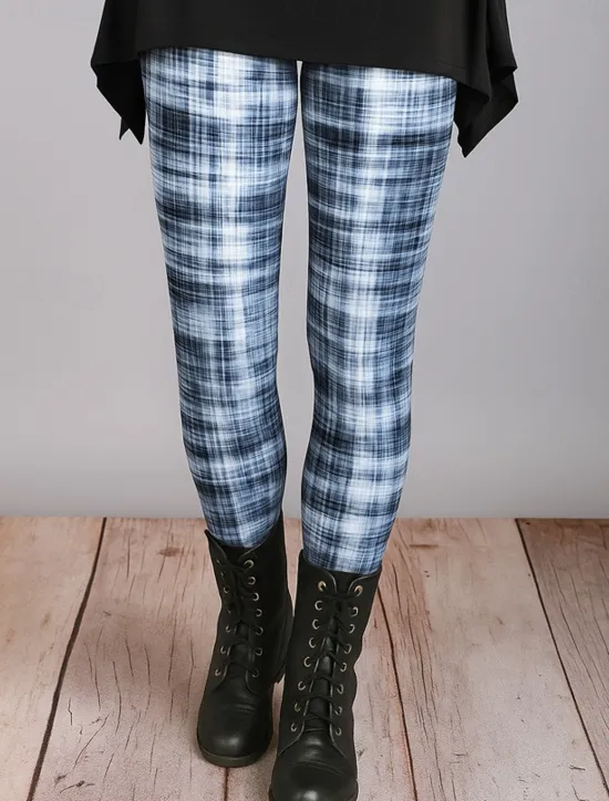 Sale Women's Leggings Vacation Vintage Ethnic Style Ankle-Length High Waist Graphic Plaid Checkered 3D Print Quick Dry Breathability Soft Stretchy Outdoor Home Causal Pink Red Blue Green Fall Slim Fit Women Women's Sweatpants & Joggers|Leggings