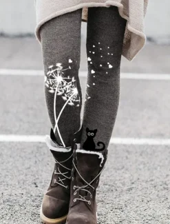 Best Women's Leggings Vacation Vintage Ethnic Style Ankle-Length High Waist Floral Graphic 3D Print Quick Dry Breathability Soft Stretchy Outdoor Home Causal White Red Green Khaki Spring Fall Slim Fit Women Women's Sweatpants & Joggers|Leggings
