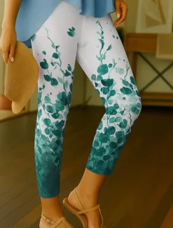 New Women's Leggings Vacation Vintage Ethnic Style Ankle-Length High Waist Floral Graphic 3D Print Quick Dry Breathability Soft Stretchy Outdoor Home Causal Dark red Forest Green Black Blue Spring Fall Women Women's Sweatpants & Joggers|Leggings