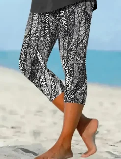Hot Women's Leggings Vacation Vintage Ethnic Style Capris High Waist Graphic Abstract Comfy Quick Dry Breathability Stretchy Formal Outdoor Vacation Summer Spring Skinny Women Leggings