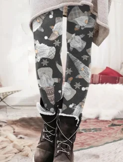 Outlet Women's Leggings Vacation Vintage Ethnic Style Ankle-Length High Waist Graphic Animal Cat 3D Print Quick Dry Breathability Soft Stretchy Outdoor Home Causal Black Grey Black White Gray Fall Winter Women Women's Sweatpants & Joggers|Leggings