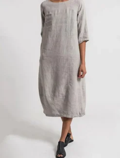 Online Women's Light Blue Black Yellow Summer Spring Midi Dress Linen-Inspired Dresses Casual Dress Basic Modern Daily Weekend Regular Fit Plain Crew Neck Women Dresses
