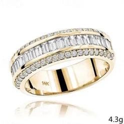 Best Women's light Ring Luxury Fashion 14k Gold Three-Drain Diamond Slternate Simple Women Trendy Jewelry
