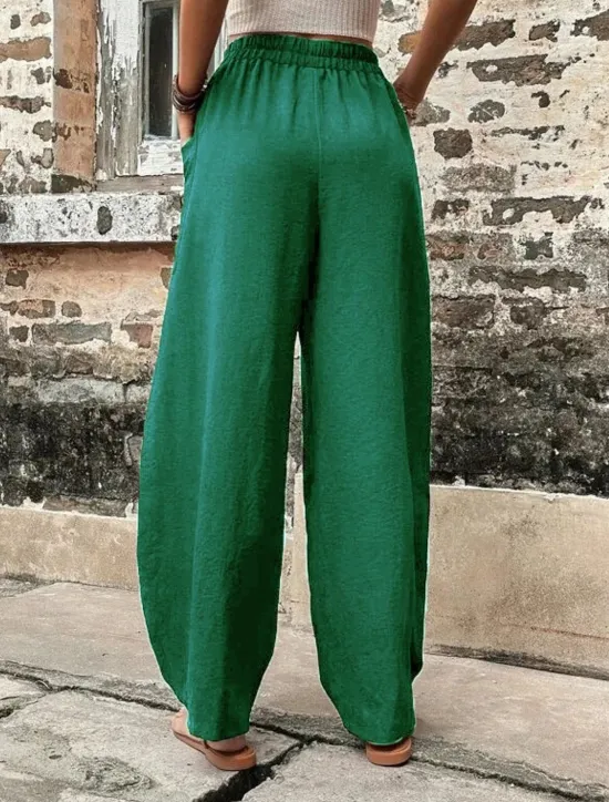 Sale Women's Linen Pants Tapered pants Pants Trousers Fashion Basic Casual Full Length Plain Side Pockets Baggy Comfort Micro-elastic Vacation Street Casual Daily Black Red Navy Blue Blue Regular Fit Women Pants