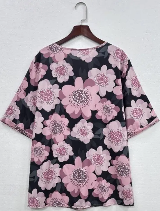 Outlet Women's Linen-Inspired Shirts T Shirt Flower Daily Casual Short Sleeve Crew Neck Daily All Seasons Women Shirts