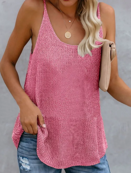 New Women's Linen-Inspired Shirts Tank Top Camisole Color Block Vacation Basic Sleeveless U Neck Regular Tops Valentine's Day Causal Holiday White Pink Blue Khaki Gray Summer Women Shirts