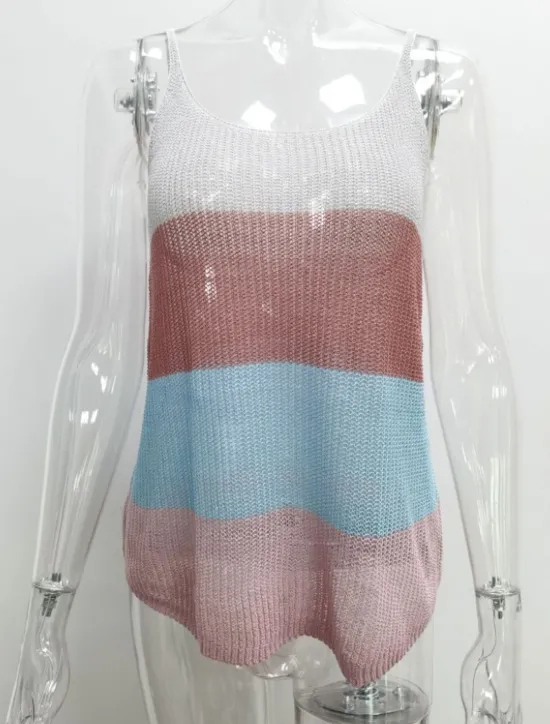 New Women's Linen-Inspired Shirts Tank Top Camisole Color Block Vacation Basic Sleeveless U Neck Regular Tops Valentine's Day Causal Holiday White Pink Blue Khaki Gray Summer Women Shirts
