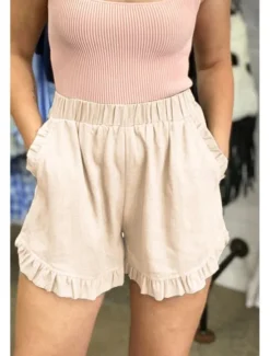 New Women's Linen-Inspired Shorts Shorts Slacks Fashion Casual Short Natural Plain Pocket Elastic Waist Outdoor Comfortable Street Going out rice white Wine Grey Navy Summer Regular Fit Women Pants