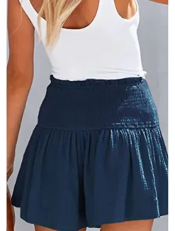 Online Women's Linen-Inspired Shorts Shorts Slacks Streetwear Casual Short Natural Plain Elastic Waist Comfy Outdoor Comfortable Street Daily Wear Almond Grey Black Pink Summer Regular Fit Women Pants