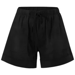 Best Women's Linen-Inspired Shorts Drawstring Pocket Plain Daily Regular Summer Green Black Pink Orange Red Women Pants