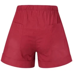 Best Women's Linen-Inspired Shorts Drawstring Pocket Plain Daily Regular Summer Green Black Pink Orange Red Women Pants