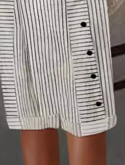 Hot Women's Linen-Inspired Shorts Shorts Casual Daily Knee Length Striped Side Pockets Breathability Comfortable Inelastic Going out Weekend Summer Regular Fit Women Pants