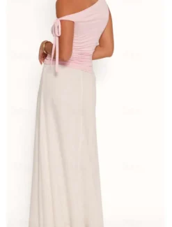 Women's Linen-Inspired Skirts Casual Maxi Mid Rise Plain Drawstring Micro-elastic Vacation Street White Pink Summer Cotton Women Skirts