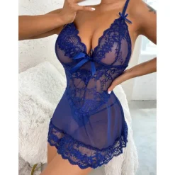Sale Women's Lingerie Babydoll Lace Sheer Adjustable Strap Seductive Nightwear Red Bow Accented Intimate Apparel Home Outfits Women Sleepwear|Lingerie
