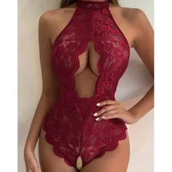 Sale Women's Lingeries Gift Sexy Bodies Teddies & Bodysuits Hot See Through Soft Party Bed Lace Halter Neck Backless Hole Summer / Lace Up Home Outfits Women Lingerie