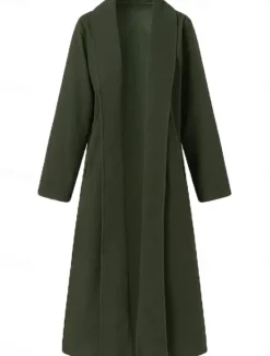 Discount Women's Long Coat Overcoat Open Front Trench Coat Warm Winter Coat Long Sleeve with Pockets Oversize Black Army Green Gray Women Coats & Trench Coats
