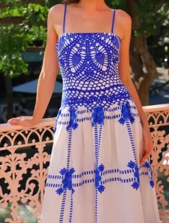Women's Long Dress Maxi Dress Cotton Linen Dresses Casual Dress Fashion Outdoor Party Holiday Regular Fit Tie Dye Sleeveless Spaghetti Strap Summer Women Floral Dresses