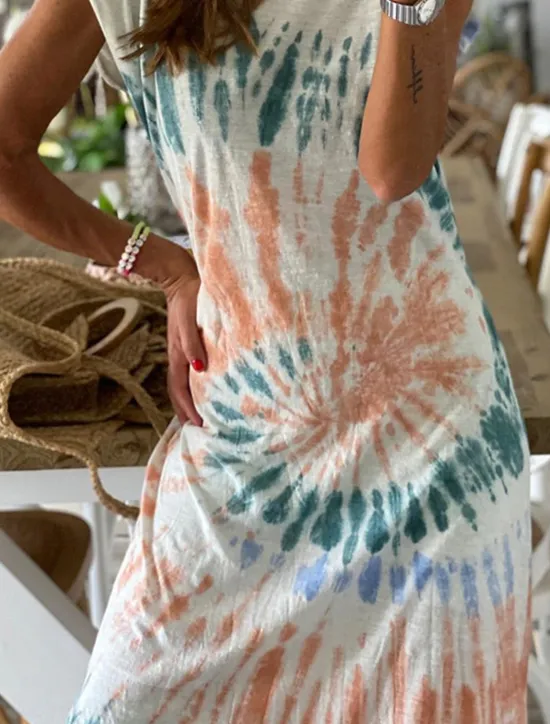 Clearance Women's Long Dress Maxi Dress Casual Dress Boho Chic Dresses Boho Dress Bohemia Streetwear Vacation Street Holiday Regular Fit Tie Dye Sleeveless Crew Neck Summer Women Floral Dresses