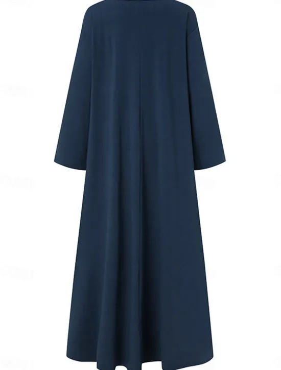 Sale Women's Long Dress Maxi Dress Linen-Inspired Dresses Black Dress Casual Dress Winter Dress Fashion Streetwear Mature Outdoor Street Daily Loose Fit Long Sleeve V Neck Black Yellow Brown Dark Blue Women Dresses