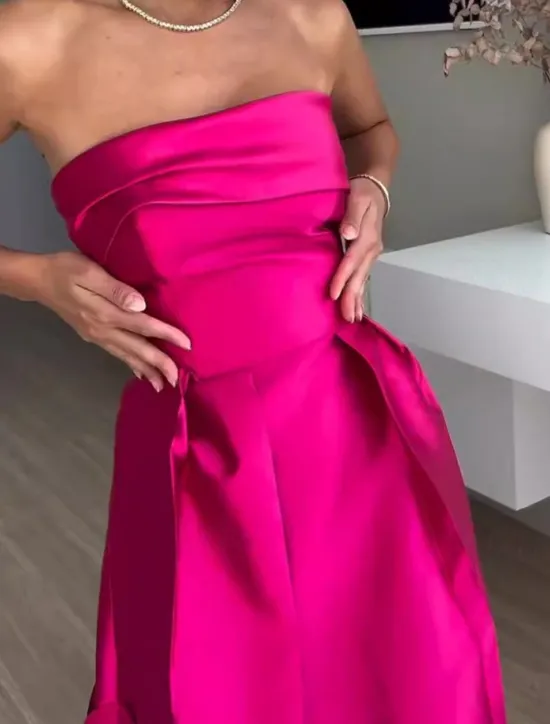 Outlet Women's Long Dress Maxi Dress Prom Dress Party Dress Satin Dress Fashion Outdoor Party Holiday Regular Fit Plain Sleeveless Strapless Summer Women Work Dresses