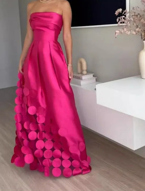 Outlet Women's Long Dress Maxi Dress Prom Dress Party Dress Satin Dress Fashion Outdoor Party Holiday Regular Fit Plain Sleeveless Strapless Summer Women Work Dresses