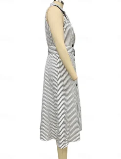 Hot Women's Long Dress Maxi Dress Blazer Dress A Line Dress Elegant Stylish Formal Work Daily Date Regular Fit Stripe Sleeveless Shirt Collar Summer Spring Fall Women Work Dresses