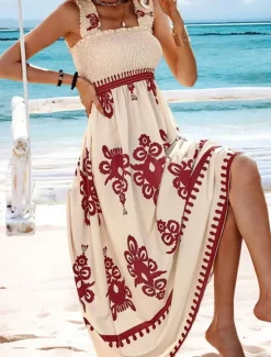 Discount Women's Long Dress Maxi Dress Casual Dress A Line Dress Summer Dress Boho Dress Bohemia Hawaiian Stylish Vacation Daily Date Regular Fit Graphic Sleeveless Square Neck Black Pink Red Green Summer Women Spring Dresses|Floral Dresses