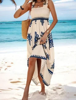 Discount Women's Long Dress Maxi Dress Casual Dress A Line Dress Summer Dress Boho Dress Bohemia Hawaiian Stylish Vacation Daily Date Regular Fit Graphic Sleeveless Square Neck Black Pink Red Green Summer Women Spring Dresses|Floral Dresses