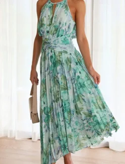 Hot Women's Long Dress Maxi Dress Casual Dress Summer Dress Halter Neck Dress Fashion Outdoor Holiday Date Regular Fit Floral Sleeveless Halter Neck Summer Spring Women Floral Dresses