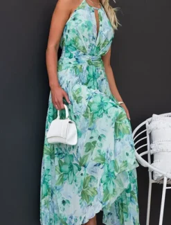 Hot Women's Long Dress Maxi Dress Casual Dress Summer Dress Halter Neck Dress Fashion Outdoor Holiday Date Regular Fit Floral Sleeveless Halter Neck Summer Spring Women Floral Dresses