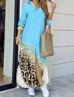 Discount Women's Long Dress Maxi Dress Shirt Dress Casual Dress Summer Dress Stylish Casual Vacation Daily Date Regular Fit Color Block Long Sleeve Lapel Black Yellow Pink Red Summer Spring Women Floral Dresses
