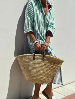 New Women's Long Dress Maxi Dress Cotton Linen Dresses Shirt Dress Casual Dress Cotton Linen Dress Stylish Casual Vacation Daily Date Regular Fit Stripe Long Sleeve Lapel Yellow Light Green Red Royal Blue Women Dresses