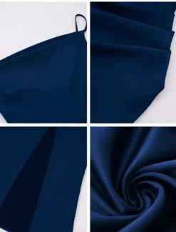 Women's Long Dress Maxi Dress Prom Dress Party Dress Satin Dress Elegant Mature Elegant Dress Wedding Party Wedding Guest Regular Fit Plain Sleeveless Spaghetti Strap Black Champagne Pink Blue Summer Women Sundresses