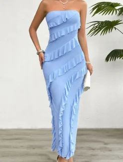 Sale Women's Long Dress Maxi Dress White Dress Prom Dress Party Dress Cocktail Dress Fashion Modern Festival Dress Wedding Party Special Occasion Regular Fit Plain Sleeveless Strapless White Pink Blue Women White Dresses