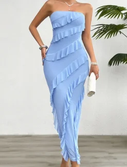 Sale Women's Long Dress Maxi Dress White Dress Prom Dress Party Dress Cocktail Dress Fashion Modern Festival Dress Wedding Party Special Occasion Regular Fit Plain Sleeveless Strapless White Pink Blue Women White Dresses