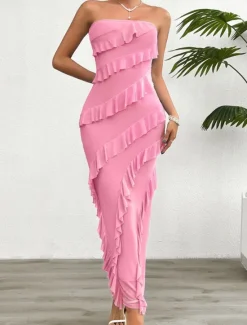 Sale Women's Long Dress Maxi Dress White Dress Prom Dress Party Dress Cocktail Dress Fashion Modern Festival Dress Wedding Party Special Occasion Regular Fit Plain Sleeveless Strapless White Pink Blue Women White Dresses