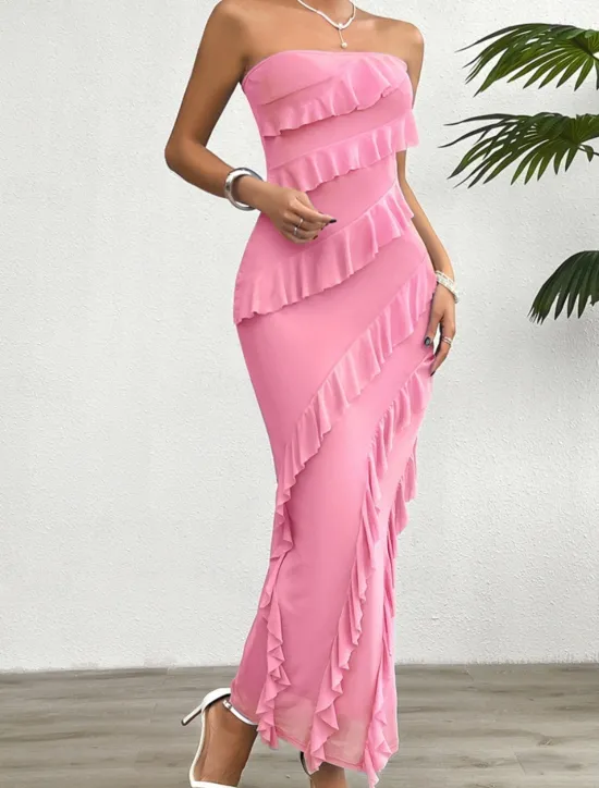 Sale Women's Long Dress Maxi Dress White Dress Prom Dress Party Dress Cocktail Dress Fashion Modern Festival Dress Wedding Party Special Occasion Regular Fit Plain Sleeveless Strapless White Pink Blue Women White Dresses