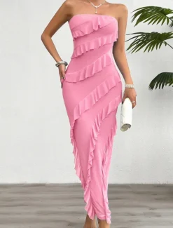 Sale Women's Long Dress Maxi Dress White Dress Prom Dress Party Dress Cocktail Dress Fashion Modern Festival Dress Wedding Party Special Occasion Regular Fit Plain Sleeveless Strapless White Pink Blue Women White Dresses