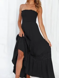 New Women's Long Dress Maxi Dress Casual Dress Chiffon Dress Summer Dress Elegant Stylish Casual Vacation Daily Beach Regular Fit Plain Sleeveless Halter Neck Black White Yellow Green Summer Women Cocktail Dress