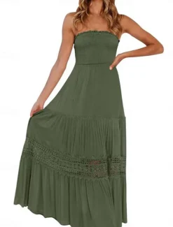 New Women's Long Dress Maxi Dress Casual Dress Chiffon Dress Summer Dress Elegant Stylish Casual Vacation Daily Beach Regular Fit Plain Sleeveless Halter Neck Black White Yellow Green Summer Women Cocktail Dress