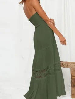 New Women's Long Dress Maxi Dress Casual Dress Chiffon Dress Summer Dress Elegant Stylish Casual Vacation Daily Beach Regular Fit Plain Sleeveless Halter Neck Black White Yellow Green Summer Women Cocktail Dress