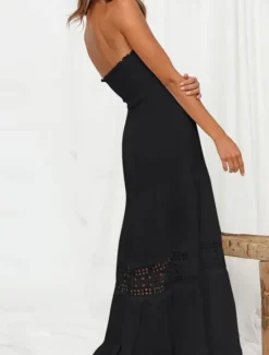 New Women's Long Dress Maxi Dress Casual Dress Chiffon Dress Summer Dress Elegant Stylish Casual Vacation Daily Beach Regular Fit Plain Sleeveless Halter Neck Black White Yellow Green Summer Women Cocktail Dress