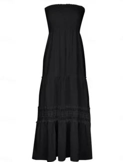 New Women's Long Dress Maxi Dress Casual Dress Chiffon Dress Summer Dress Elegant Stylish Casual Vacation Daily Beach Regular Fit Plain Sleeveless Halter Neck Black White Yellow Green Summer Women Cocktail Dress