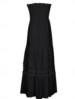 New Women's Long Dress Maxi Dress Casual Dress Chiffon Dress Summer Dress Elegant Stylish Casual Vacation Daily Beach Regular Fit Plain Sleeveless Halter Neck Black White Yellow Green Summer Women Cocktail Dress