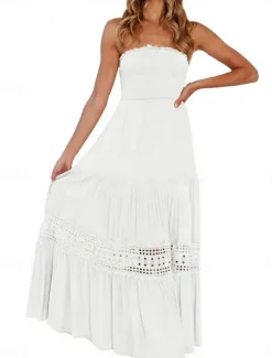 New Women's Long Dress Maxi Dress Casual Dress Chiffon Dress Summer Dress Elegant Stylish Casual Vacation Daily Beach Regular Fit Plain Sleeveless Halter Neck Black White Yellow Green Summer Women Cocktail Dress
