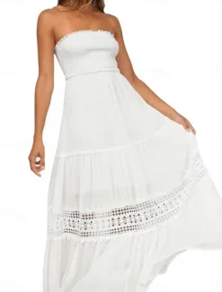 New Women's Long Dress Maxi Dress Casual Dress Chiffon Dress Summer Dress Elegant Stylish Casual Vacation Daily Beach Regular Fit Plain Sleeveless Halter Neck Black White Yellow Green Summer Women Cocktail Dress