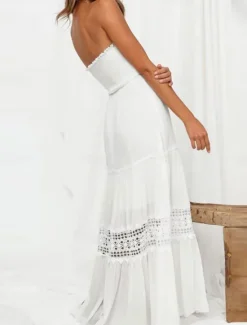 New Women's Long Dress Maxi Dress Casual Dress Chiffon Dress Summer Dress Elegant Stylish Casual Vacation Daily Beach Regular Fit Plain Sleeveless Halter Neck Black White Yellow Green Summer Women Cocktail Dress